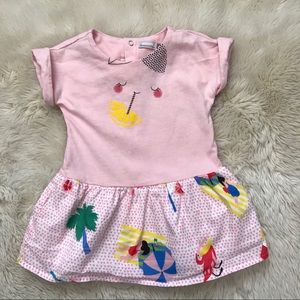 Catimini short sleeve pink printed dress 12M